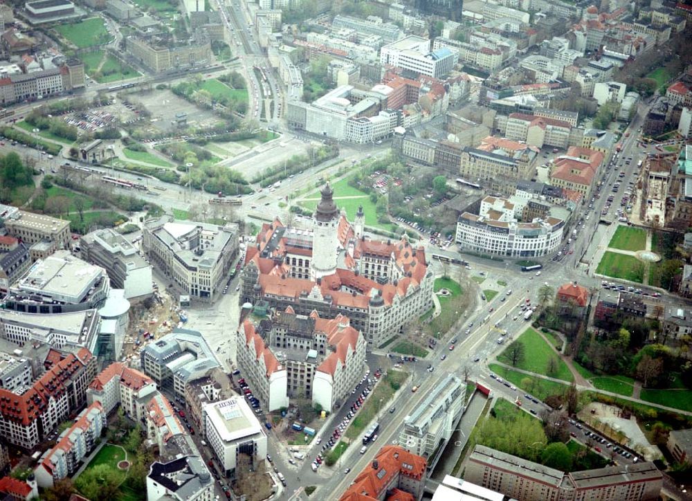 Leipzig / Sachsen from above - Baustelle am Leipziger Marktplatz.