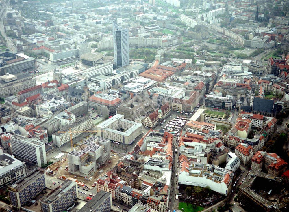 Leipzig / Sachsen from the bird's eye view: Baustelle am Leipziger Marktplatz.