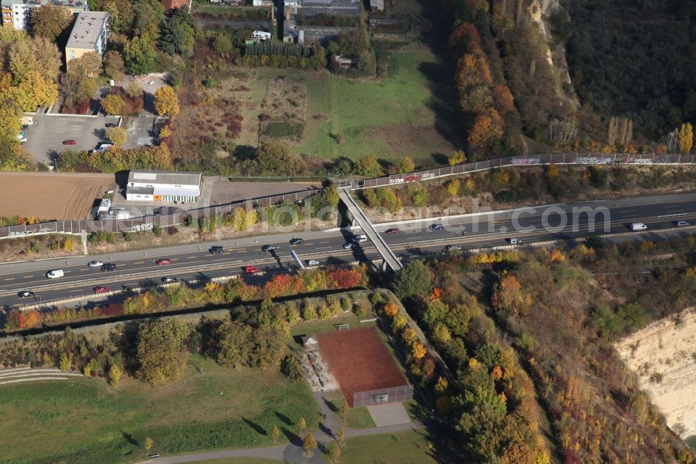 Mainz from above - Construction site on the stretch of the motorway A60 in Mainz in Rhineland-Palatinate