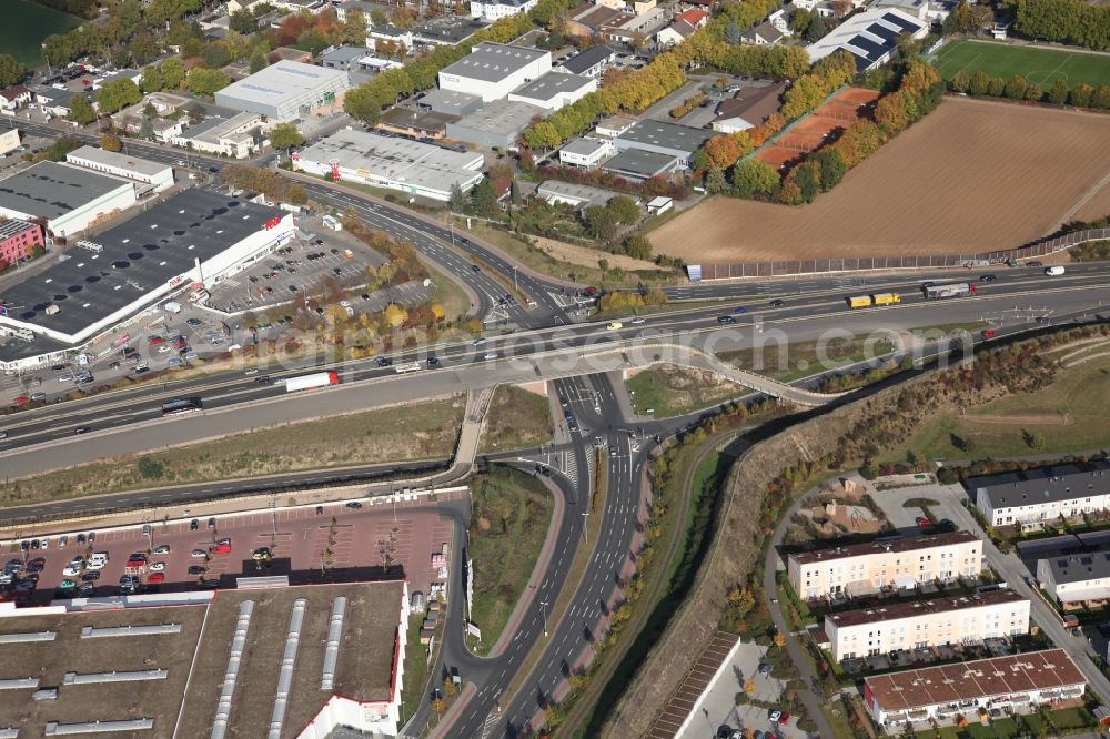 Mainz from the bird's eye view: Construction site on the stretch of the motorway A60 in Mainz in Rhineland-Palatinate