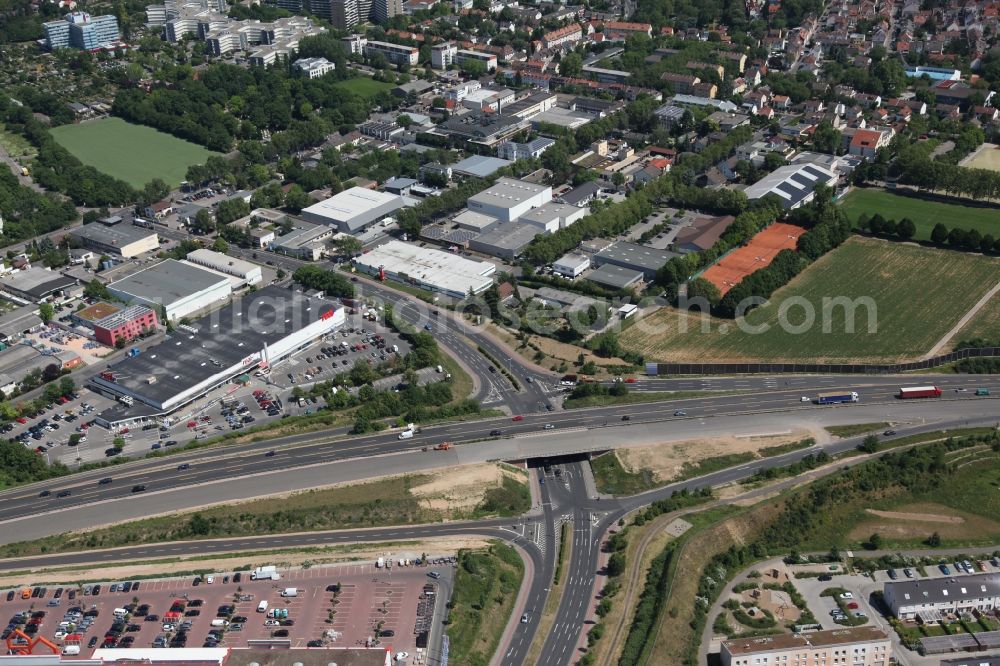 Aerial image Mainz - Construction site on the stretch of the motorway A60 in Mainz in Rhineland-Palatinate