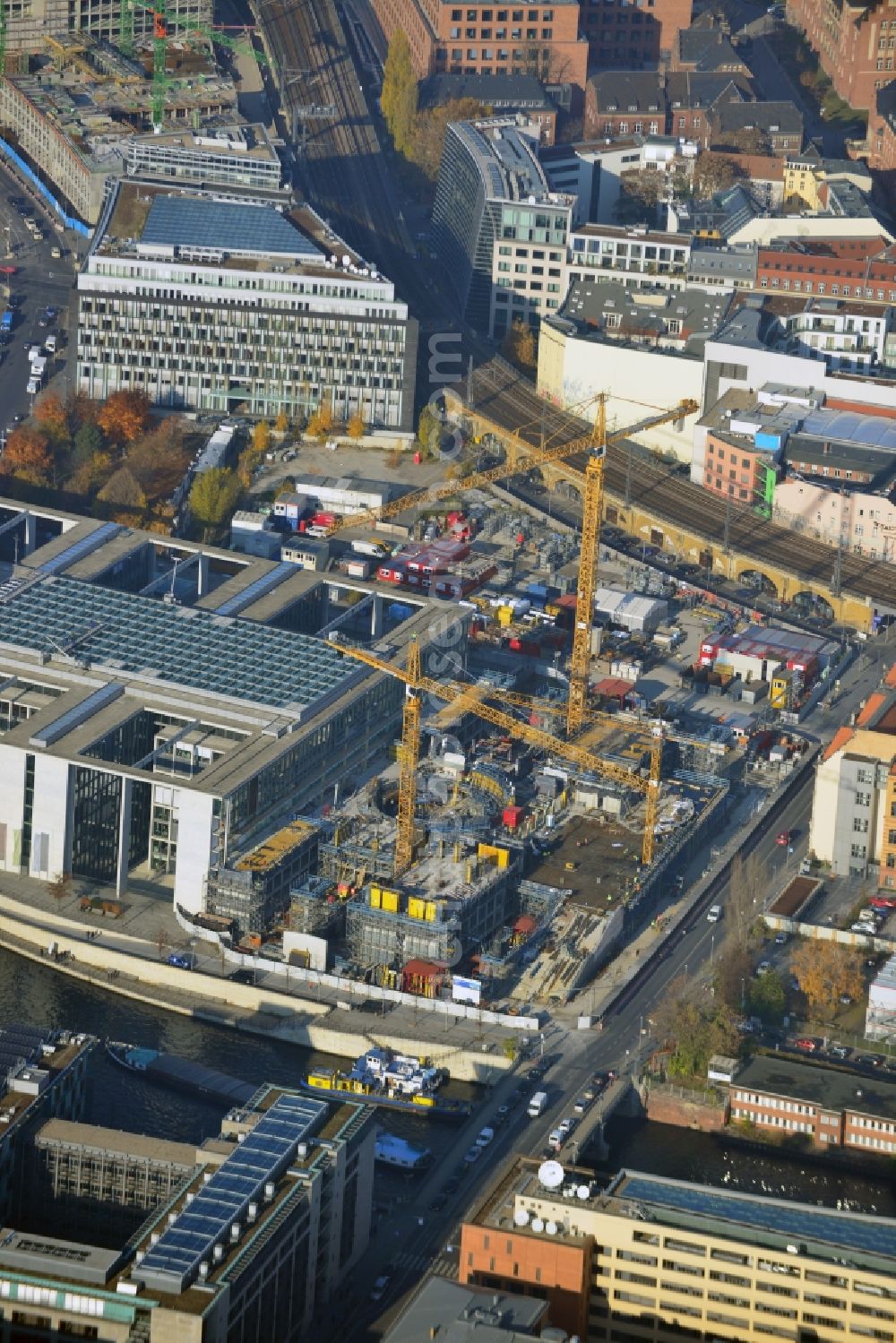 Aerial image Berlin - Extension building site of the government building Marie-Elisabeth-Lüders-Haus in the city centre Berlin