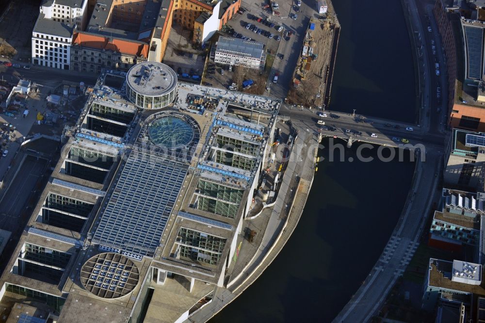 Aerial image Berlin - Extension building site of the government building Marie-Elisabeth-Lueders-Haus in the city centre Berlin