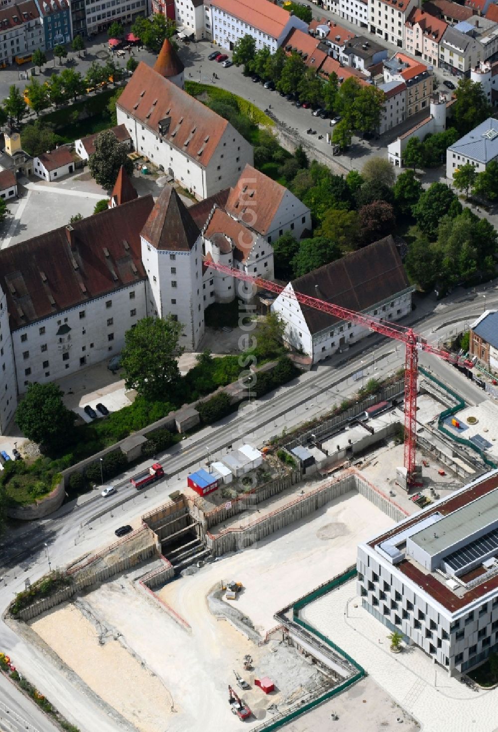 Aerial photograph Ingolstadt - New construction site the hotel complex on Rossmuehlstrasse in Ingolstadt in the state Bavaria, Germany