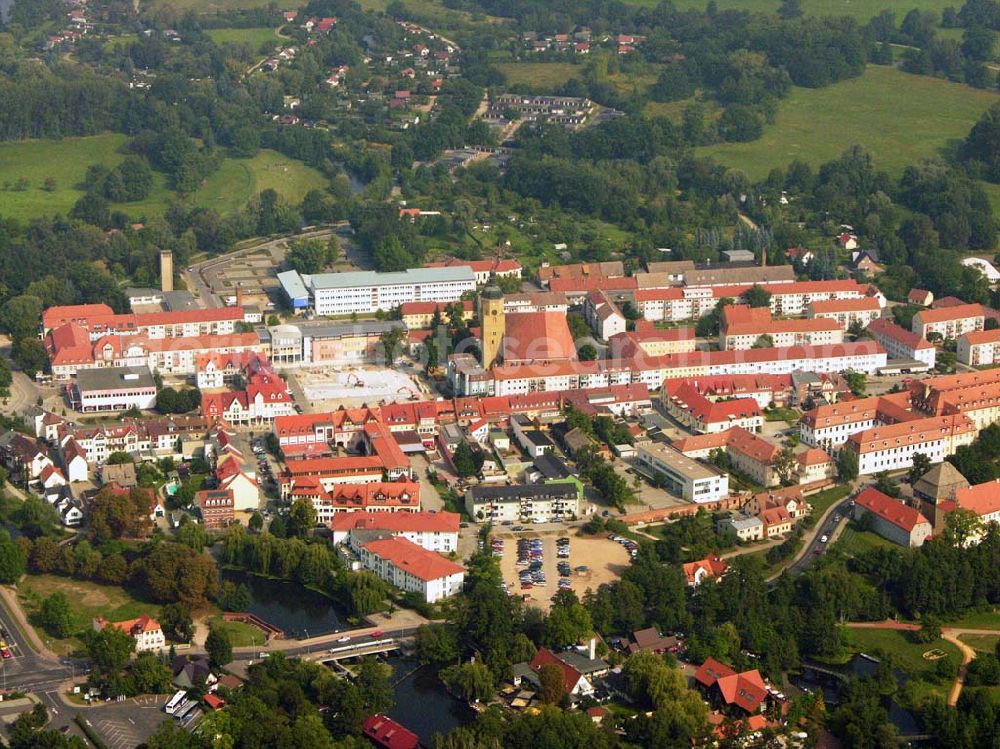 Lübben (Brandenburg) from the bird's eye view: 10.09.2005 Lübben Baustelle am Marktplatz in Lübben