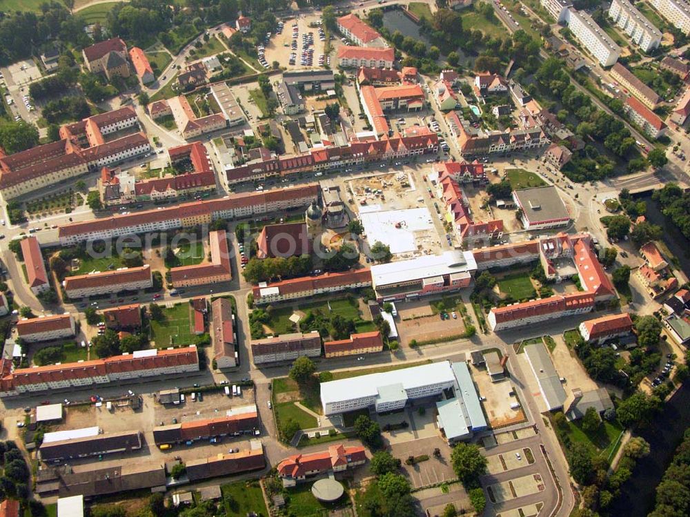 Aerial photograph Lübben (Brandenburg) - 10.09.2005 Lübben Baustelle am Marktplatz in Lübben