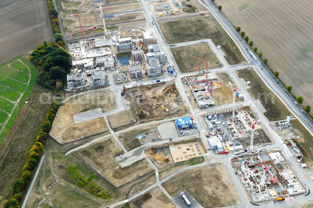 Aerial image Wolfsburg - Residential construction site with multi-family housing development- on the Steimker Gaerten in the district Hellwinkel in Wolfsburg in the state Lower Saxony, Germany