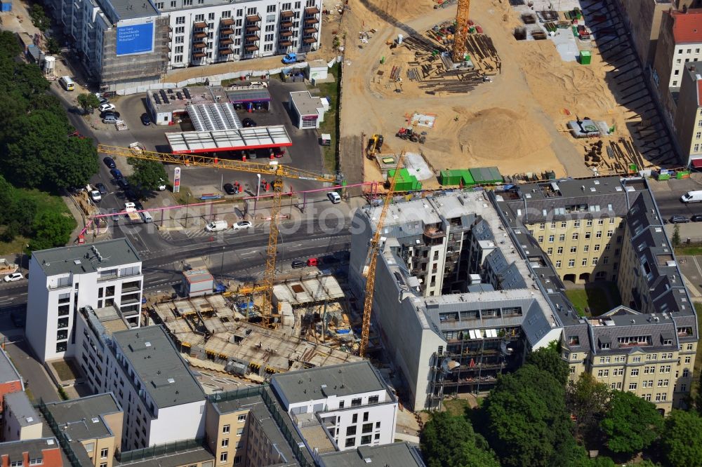 Aerial photograph Berlin - In the Chaussestrasse at the level Liesenstraße currently being built the Karidu construction Gmbh according to the architect Sagdan Karpuz the Merika Hotel