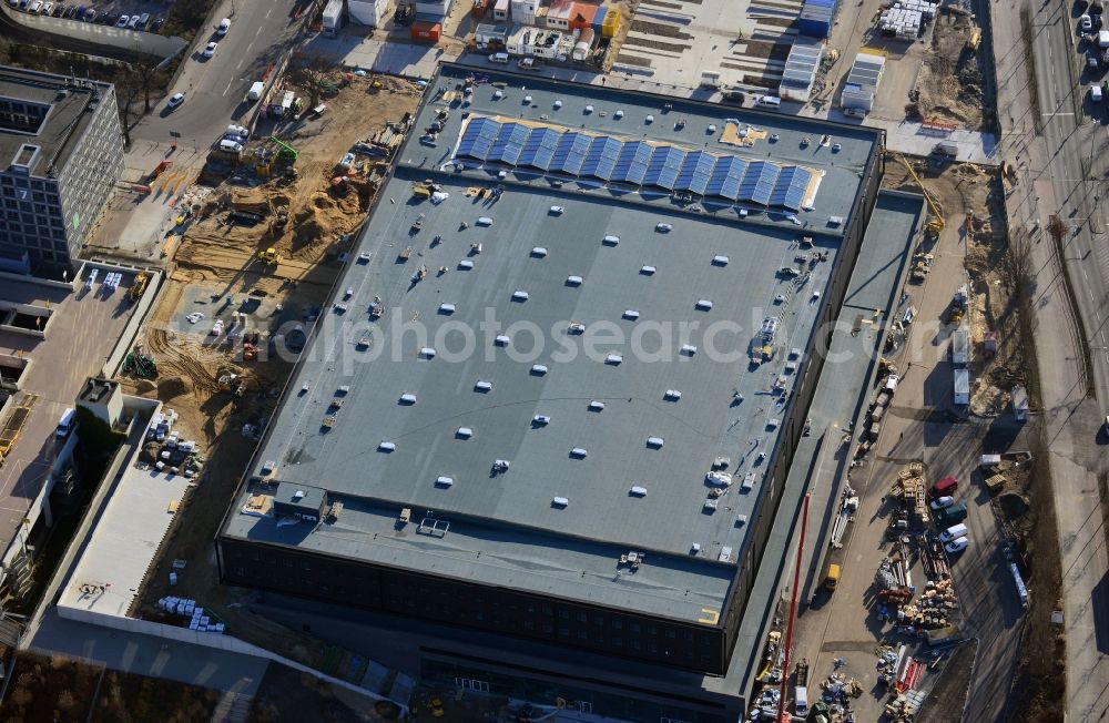 Berlin from the bird's eye view: View of construction site at the exhibition venue Cube City Exhibition Grounds in Berlin Charlottenburg. On the site of the demolished Germany Hall is designed by the architectural firm UNIQUE CODE suitable congress hall