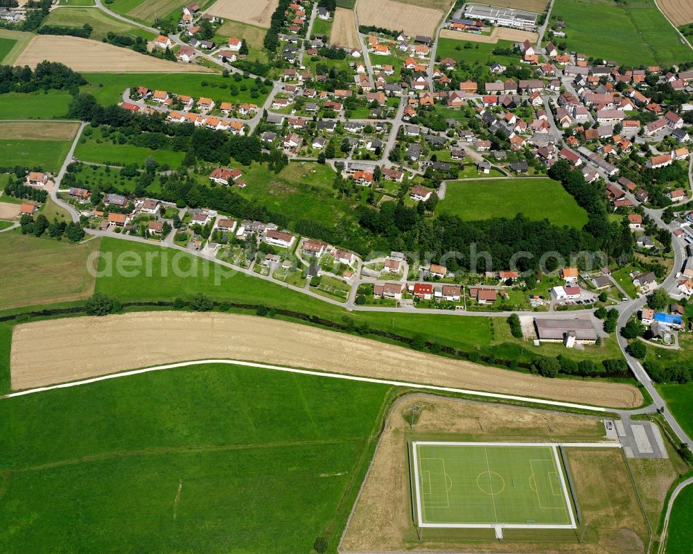 Ablach from above - Residential area construction site of a mixed development with multi-family houses and single-family houses- New building at the in Ablach in the state Baden-Wuerttemberg, Germany