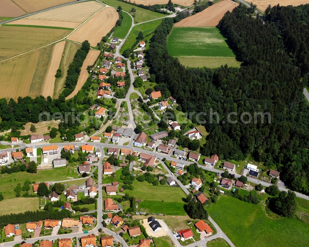 Ablach from the bird's eye view: Residential area construction site of a mixed development with multi-family houses and single-family houses- New building at the in Ablach in the state Baden-Wuerttemberg, Germany