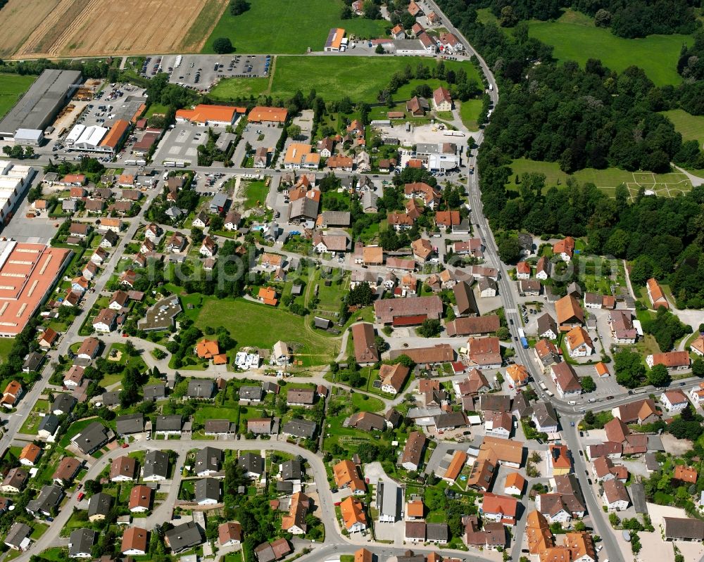 Aerial image Ablach - Residential area construction site of a mixed development with multi-family houses and single-family houses- New building at the in Ablach in the state Baden-Wuerttemberg, Germany