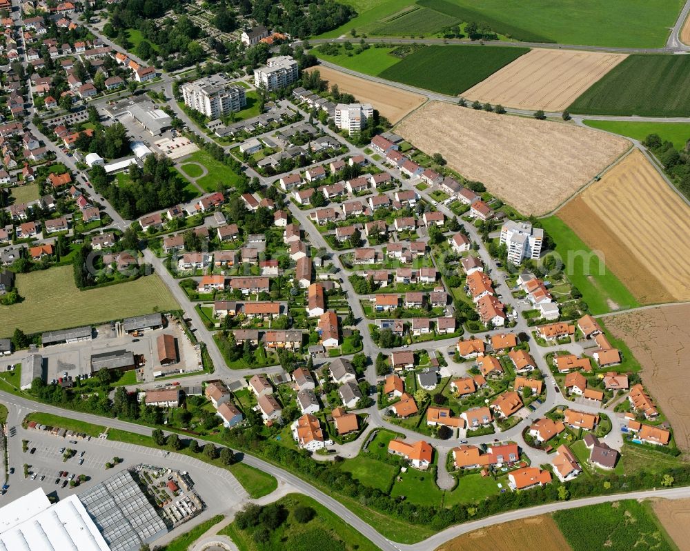 Bad Saulgau from above - Residential area construction site of a mixed development with multi-family houses and single-family houses- New building at the in Bad Saulgau in the state Baden-Wuerttemberg, Germany