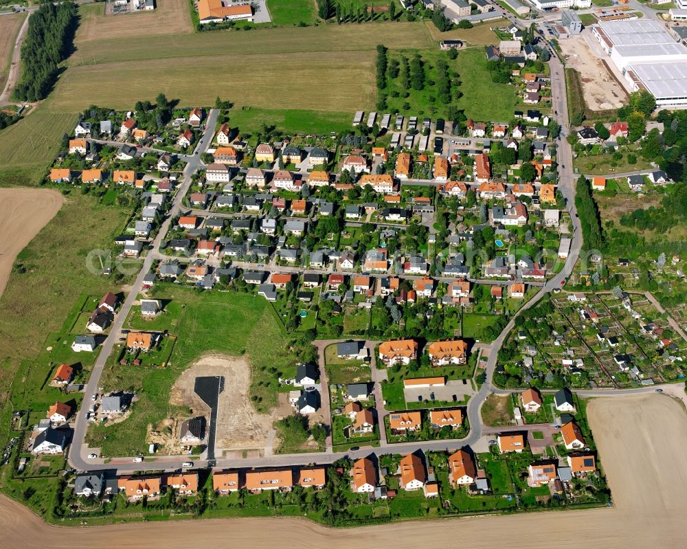 Aerial image Berthelsdorf - Residential area construction site of a mixed development with multi-family houses and single-family houses- New building at the in Berthelsdorf in the state Saxony, Germany