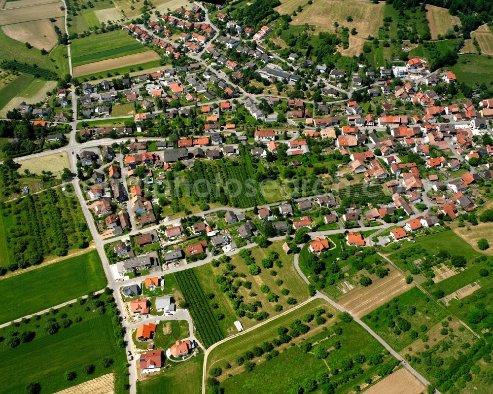 Dangstetten from above - Residential area construction site of a mixed development with multi-family houses and single-family houses- New building at the in Dangstetten in the state Baden-Wuerttemberg, Germany