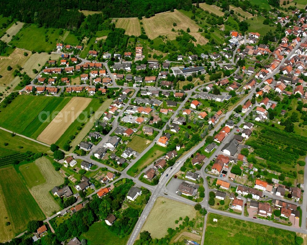 Dangstetten from the bird's eye view: Residential area construction site of a mixed development with multi-family houses and single-family houses- New building at the in Dangstetten in the state Baden-Wuerttemberg, Germany