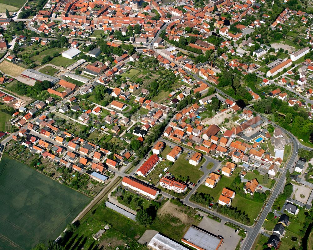 Derenburg from above - Residential area construction site of a mixed development with multi-family houses and single-family houses- New building at the in Derenburg in the state Saxony-Anhalt, Germany