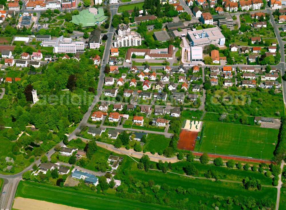 Ehingen (Donau) from the bird's eye view: Residential area construction site of a mixed development with multi-family houses and single-family houses- New building at the in Ehingen (Donau) in the state Baden-Wuerttemberg, Germany