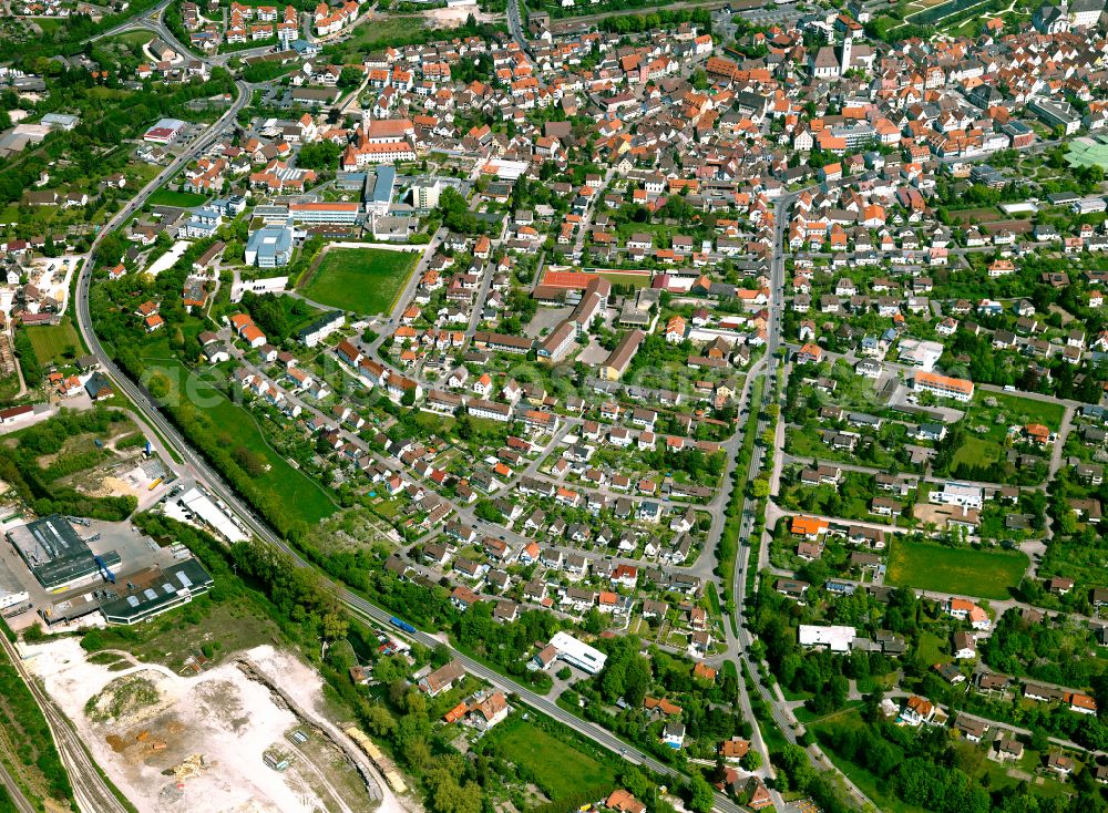 Aerial image Ehingen (Donau) - Residential area construction site of a mixed development with multi-family houses and single-family houses- New building at the in Ehingen (Donau) in the state Baden-Wuerttemberg, Germany