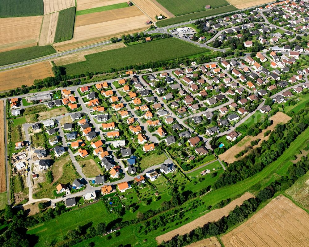 Ennetach from the bird's eye view: Residential area construction site of a mixed development with multi-family houses and single-family houses- New building at the in Ennetach in the state Baden-Wuerttemberg, Germany