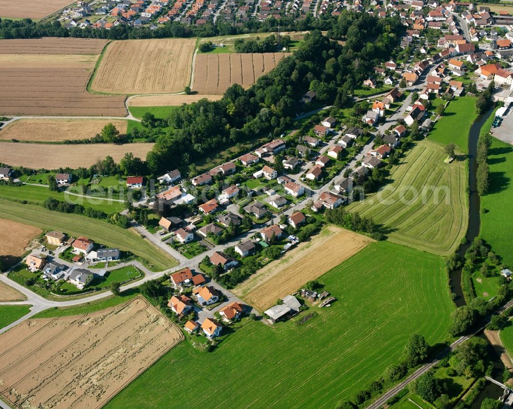 Aerial image Ennetach - Residential area construction site of a mixed development with multi-family houses and single-family houses- New building at the in Ennetach in the state Baden-Wuerttemberg, Germany