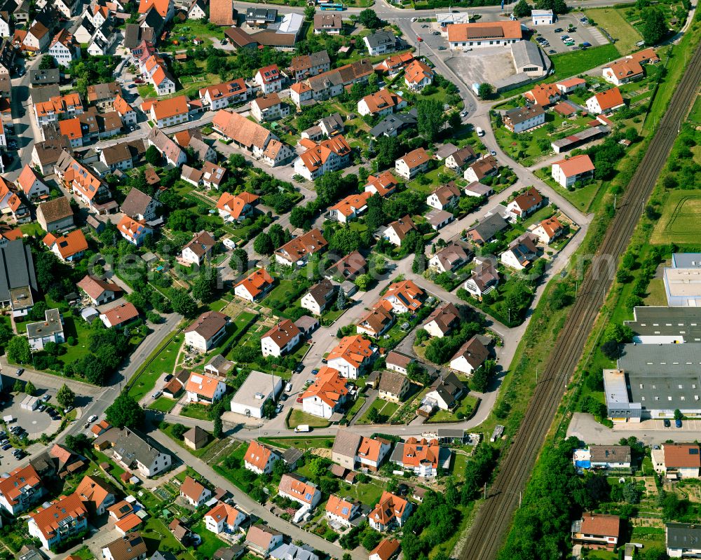 Ergenzingen from above - Residential area construction site of a mixed development with multi-family houses and single-family houses- New building at the in Ergenzingen in the state Baden-Wuerttemberg, Germany