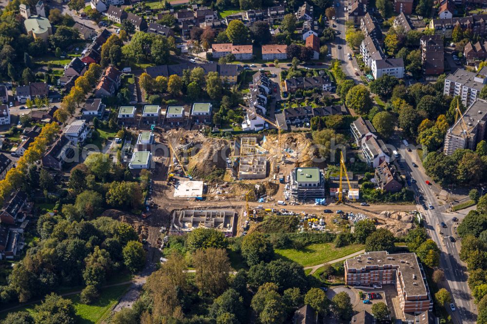 Aerial image Essen - Residential area construction site of a mixed development with multi-family houses and single-family houses- New building at the on street Kesselstrasse - Bocholder Strasse in the district Bochold in Essen at Ruhrgebiet in the state North Rhine-Westphalia, Germany