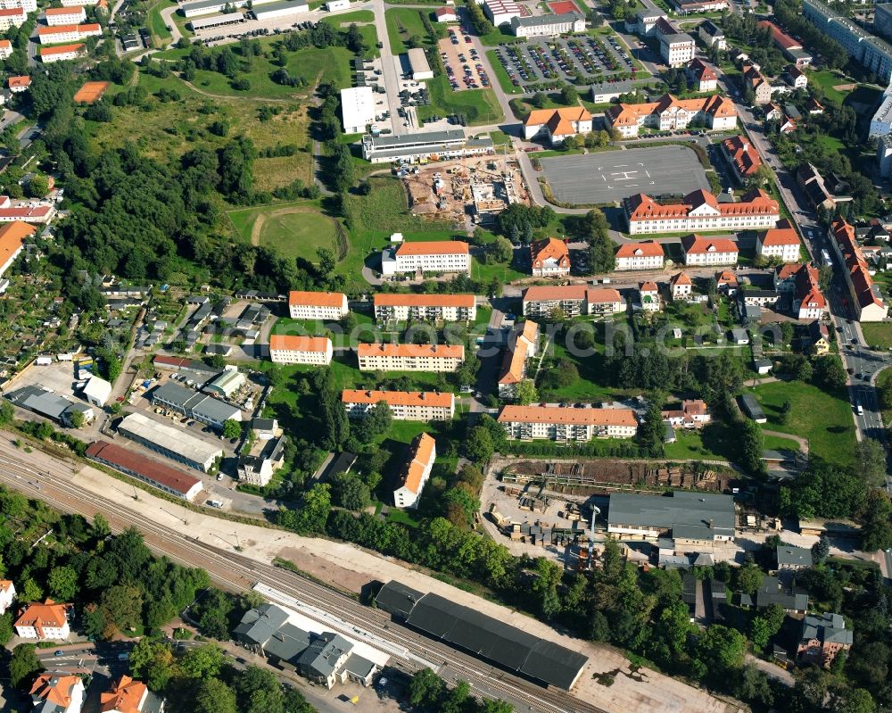 Frankenberg/Sa. from above - Residential area construction site of a mixed development with multi-family houses and single-family houses- New building at the in Frankenberg/Sa. in the state Saxony, Germany