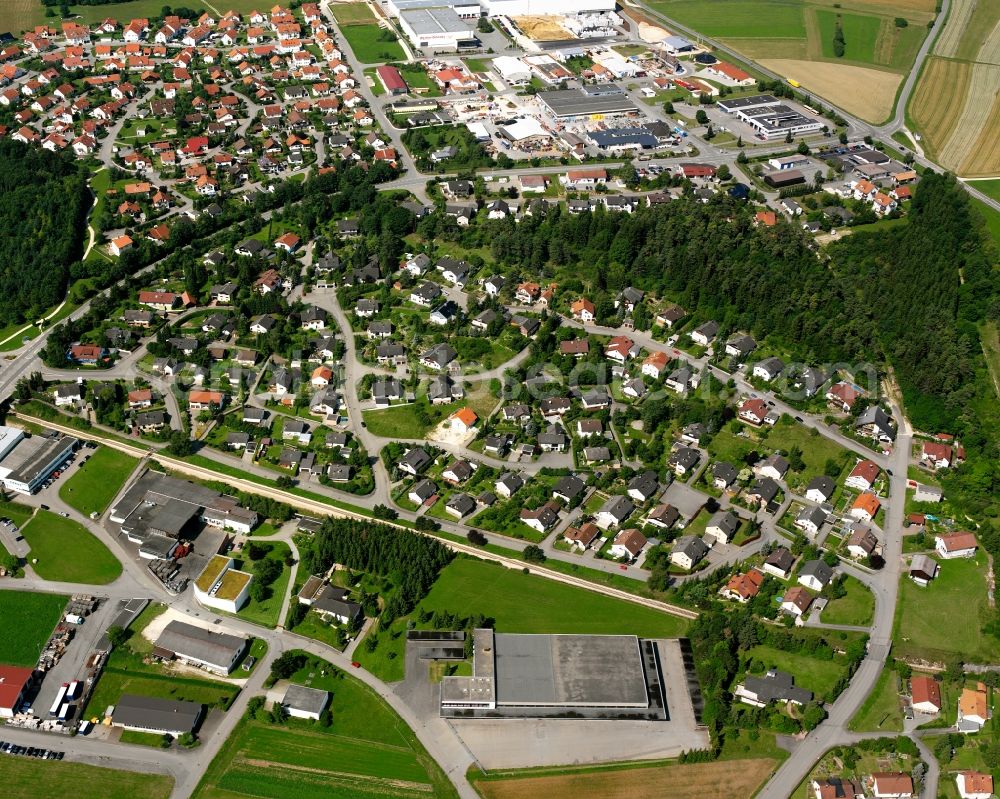 Gammertingen from the bird's eye view: Residential area construction site of a mixed development with multi-family houses and single-family houses- New building at the in Gammertingen in the state Baden-Wuerttemberg, Germany