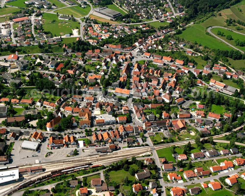 Aerial photograph Gammertingen - Residential area construction site of a mixed development with multi-family houses and single-family houses- New building at the in Gammertingen in the state Baden-Wuerttemberg, Germany