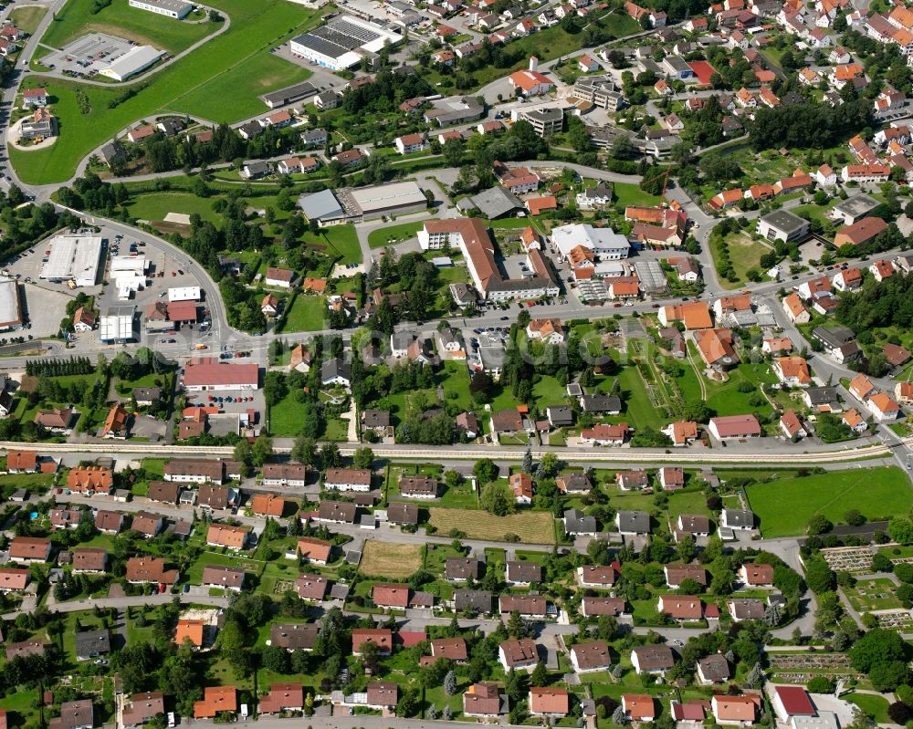 Gammertingen from above - Residential area construction site of a mixed development with multi-family houses and single-family houses- New building at the in Gammertingen in the state Baden-Wuerttemberg, Germany