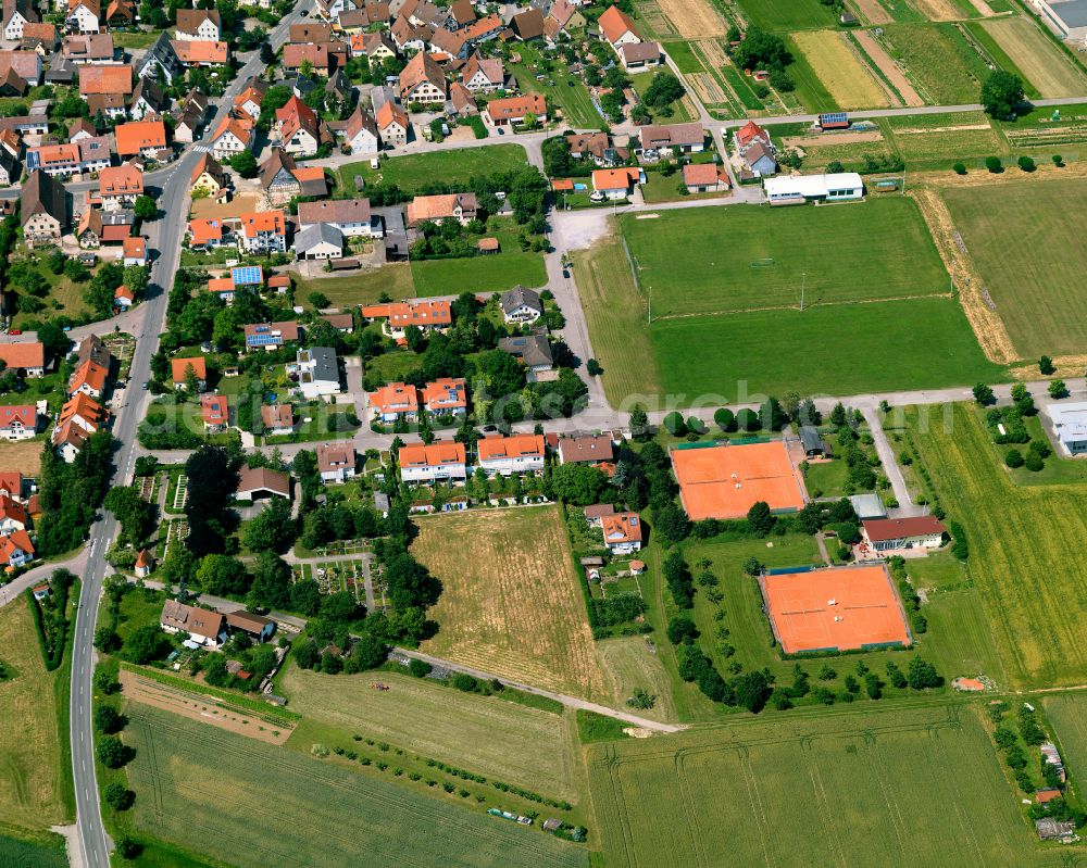 Hailfingen from the bird's eye view: Residential area construction site of a mixed development with multi-family houses and single-family houses- New building at the in Hailfingen in the state Baden-Wuerttemberg, Germany