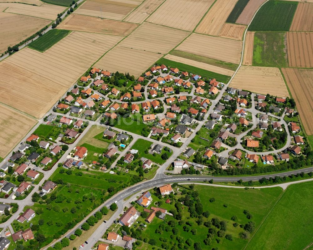 Herbertingen from above - Residential area construction site of a mixed development with multi-family houses and single-family houses- New building at the in Herbertingen in the state Baden-Wuerttemberg, Germany