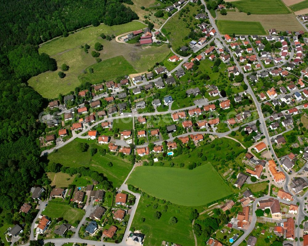 Aerial image Horheim - Residential area construction site of a mixed development with multi-family houses and single-family houses- New building at the in Horheim in the state Baden-Wuerttemberg, Germany