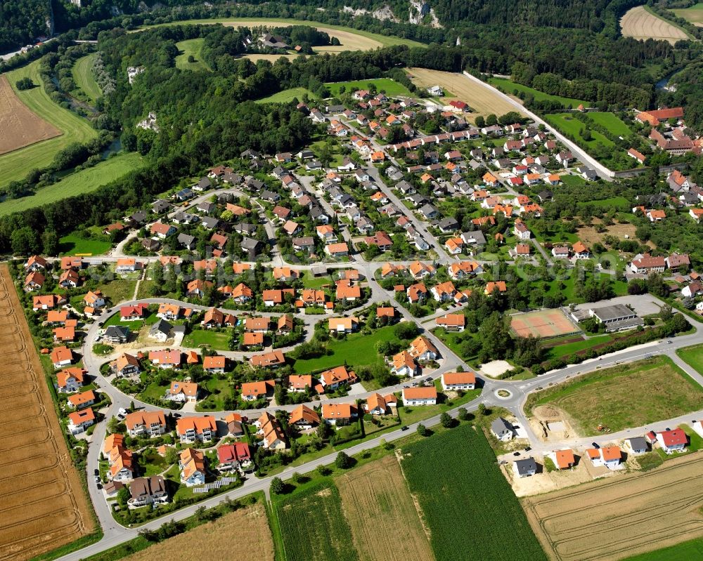 Aerial image Inzigkofen - Residential area construction site of a mixed development with multi-family houses and single-family houses- New building at the in Inzigkofen in the state Baden-Wuerttemberg, Germany