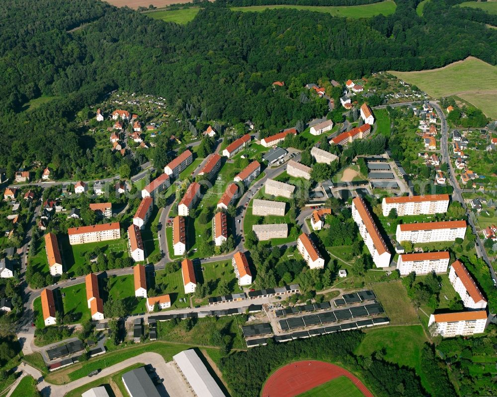 Aerial photograph Lützelhöhe - Residential area construction site of a mixed development with multi-family houses and single-family houses- New building at the in Lützelhöhe in the state Saxony, Germany