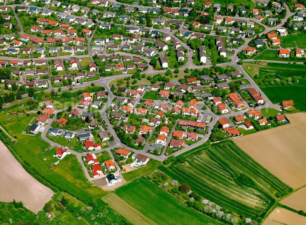 Munderkingen from the bird's eye view: Residential area construction site of a mixed development with multi-family houses and single-family houses- New building at the in Munderkingen in the state Baden-Wuerttemberg, Germany