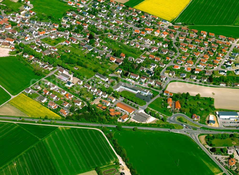 Oberdischingen from above - Residential area construction site of a mixed development with multi-family houses and single-family houses- New building at the in Oberdischingen in the state Baden-Wuerttemberg, Germany