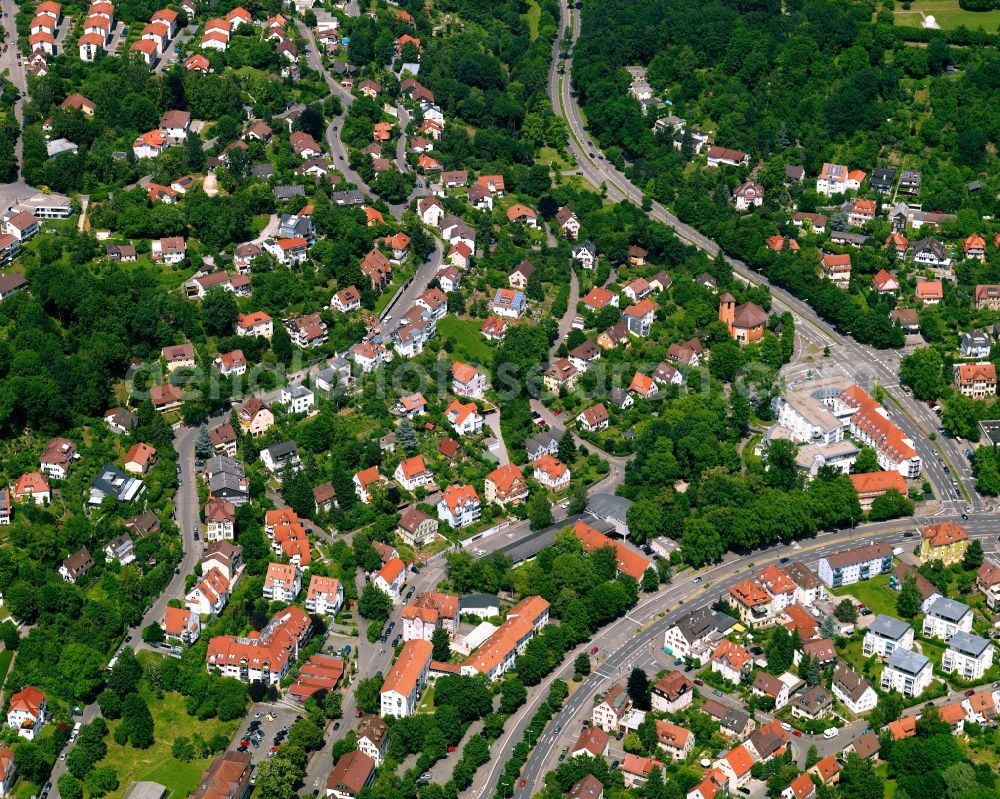 Pfrondorf from above - Residential area construction site of a mixed development with multi-family houses and single-family houses- New building at the in Pfrondorf in the state Baden-Wuerttemberg, Germany