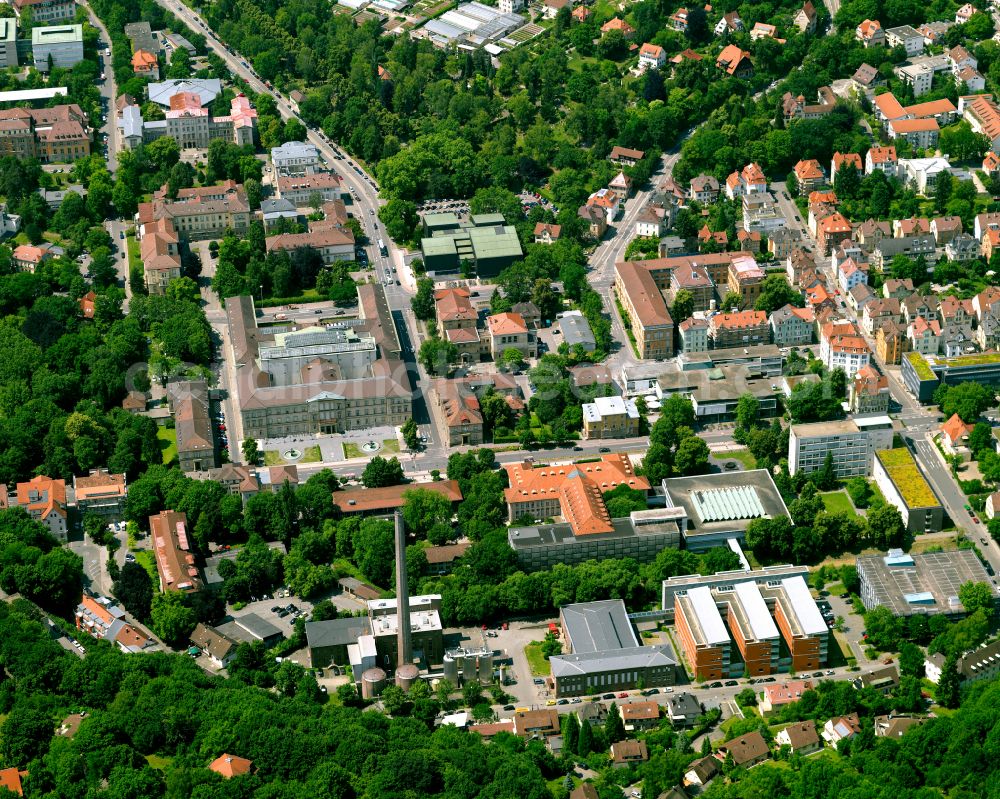 Pfrondorf from the bird's eye view: Residential area construction site of a mixed development with multi-family houses and single-family houses- New building at the in Pfrondorf in the state Baden-Wuerttemberg, Germany