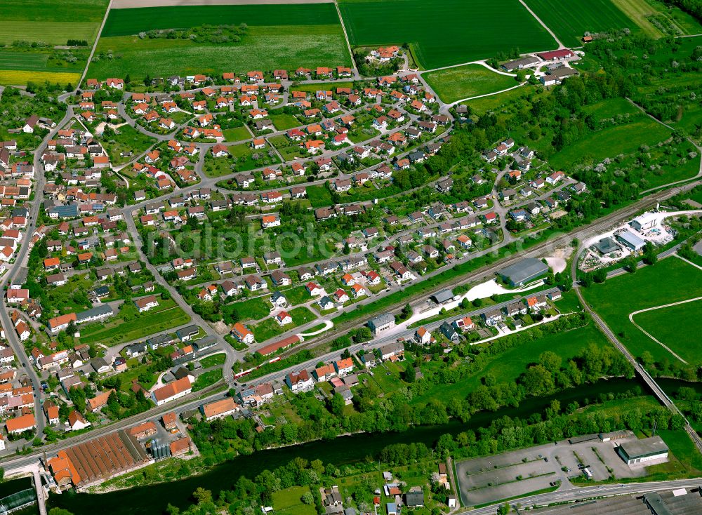 Aerial photograph Rottenacker - Residential area construction site of a mixed development with multi-family houses and single-family houses- New building at the in Rottenacker in the state Baden-Wuerttemberg, Germany