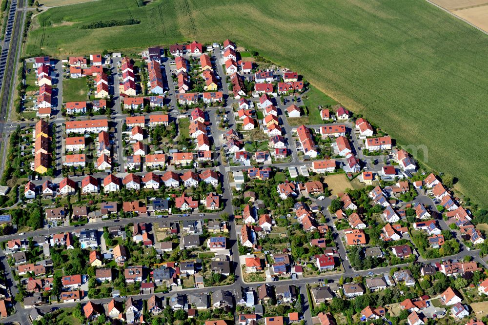 Aerial image Rottenbauer - Residential area construction site of a mixed development with multi-family houses and single-family houses- New building at the in Rottenbauer in the state Bavaria, Germany