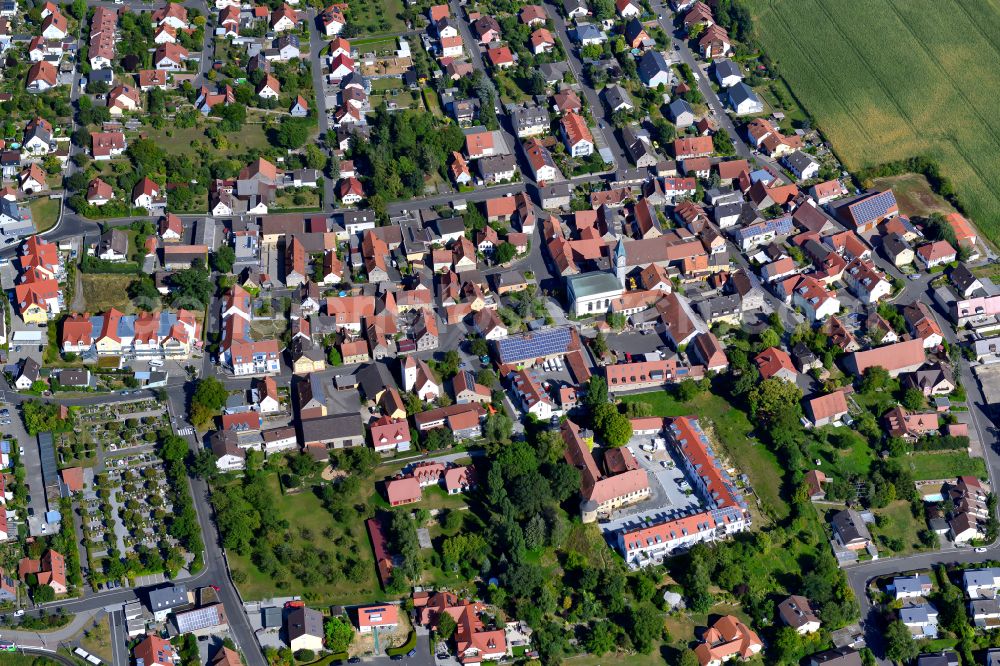 Rottenbauer from above - Residential area construction site of a mixed development with multi-family houses and single-family houses- New building at the in Rottenbauer in the state Bavaria, Germany