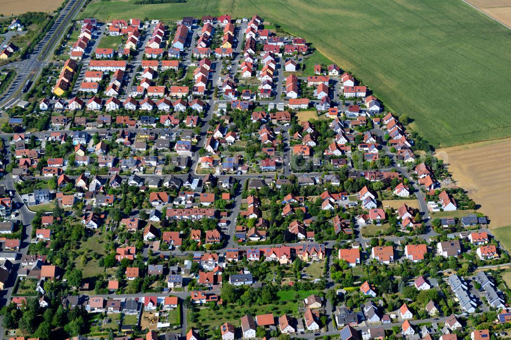 Rottenbauer from above - Residential area construction site of a mixed development with multi-family houses and single-family houses- New building at the in Rottenbauer in the state Bavaria, Germany