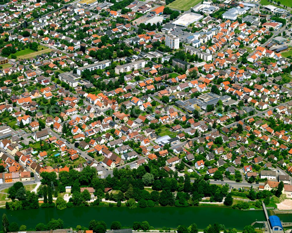 Rottenburg am Neckar from above - Residential area construction site of a mixed development with multi-family houses and single-family houses- New building at the in Rottenburg am Neckar in the state Baden-Wuerttemberg, Germany