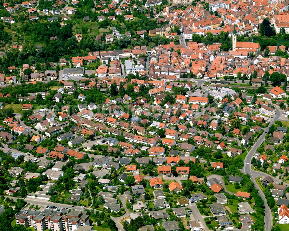Rottenburg am Neckar from the bird's eye view: Residential area construction site of a mixed development with multi-family houses and single-family houses- New building at the in Rottenburg am Neckar in the state Baden-Wuerttemberg, Germany