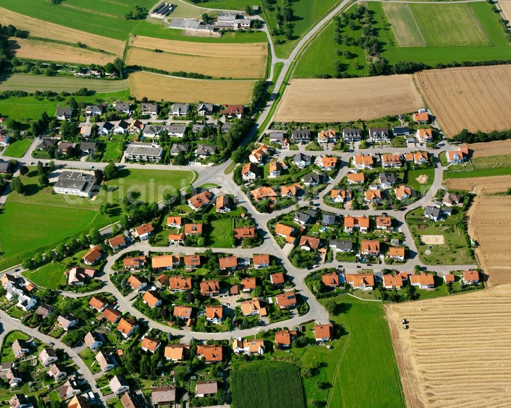 Scheer from above - Residential area construction site of a mixed development with multi-family houses and single-family houses- New building at the in Scheer in the state Baden-Wuerttemberg, Germany