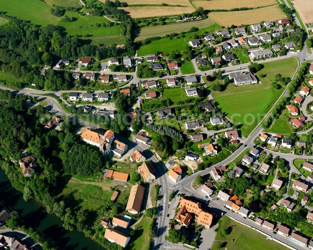 Scheer from the bird's eye view: Residential area construction site of a mixed development with multi-family houses and single-family houses- New building at the in Scheer in the state Baden-Wuerttemberg, Germany