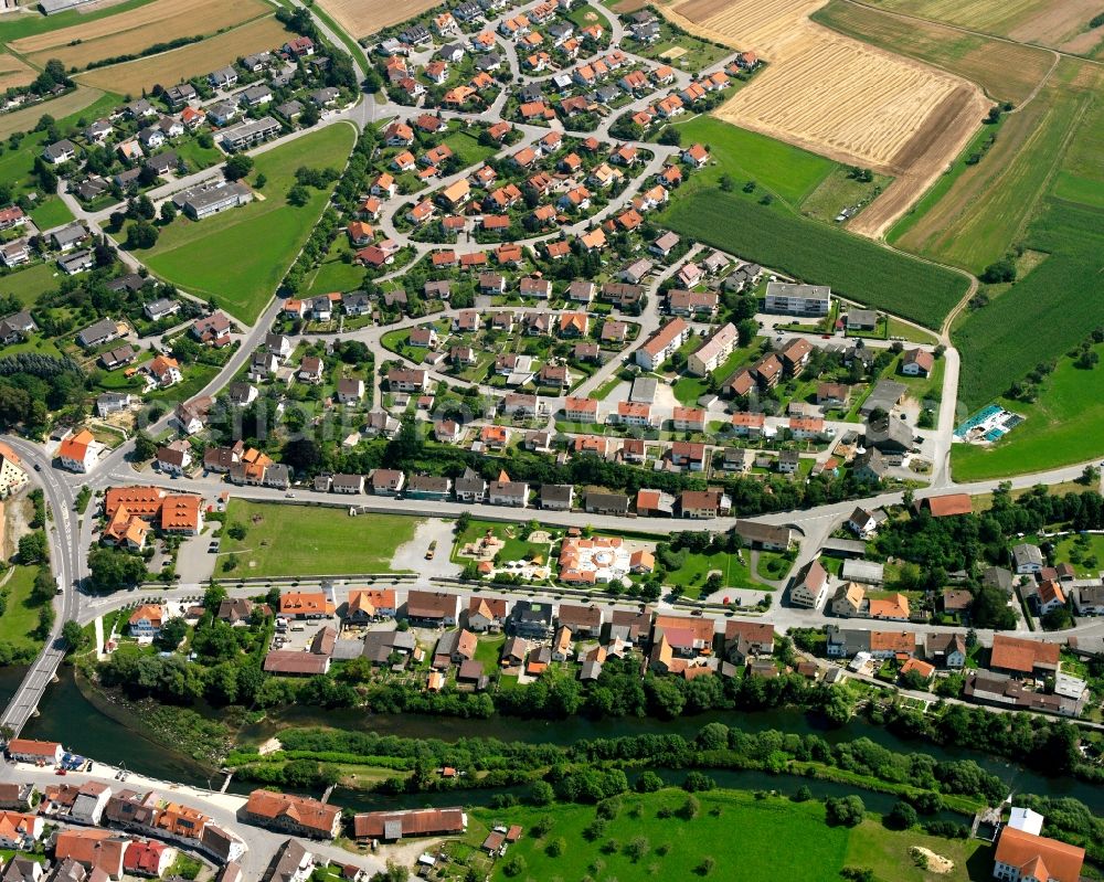 Aerial photograph Scheer - Residential area construction site of a mixed development with multi-family houses and single-family houses- New building at the in Scheer in the state Baden-Wuerttemberg, Germany