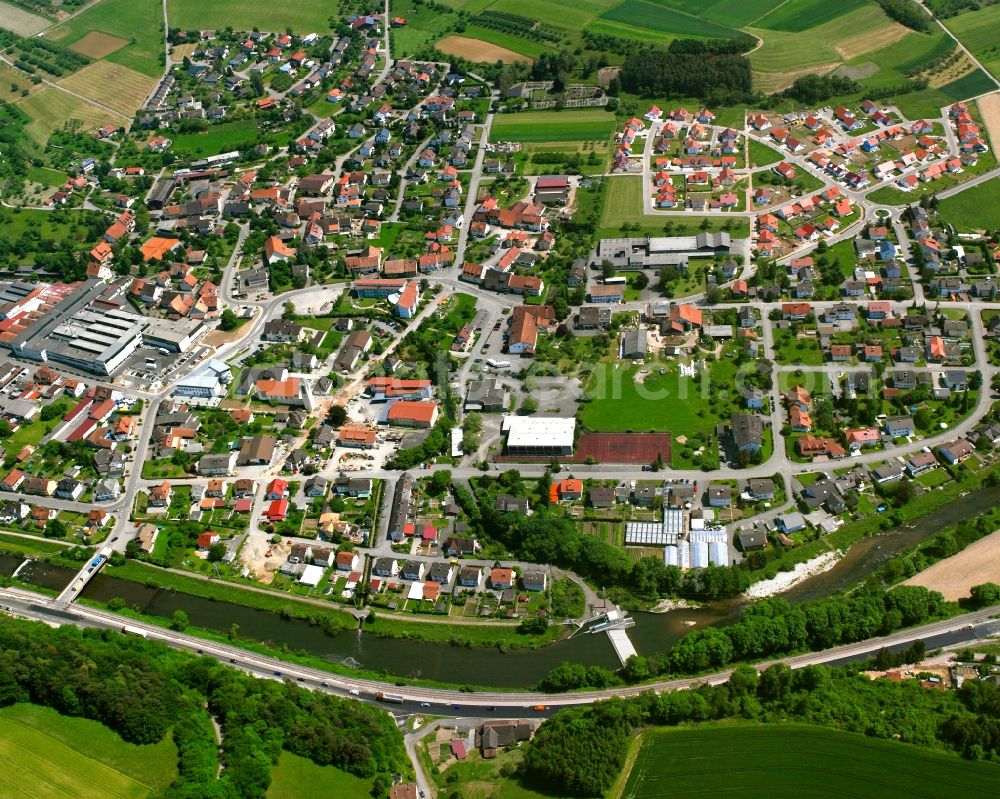 Schwerzen from the bird's eye view: Residential area construction site of a mixed development with multi-family houses and single-family houses- New building at the in Schwerzen in the state Baden-Wuerttemberg, Germany